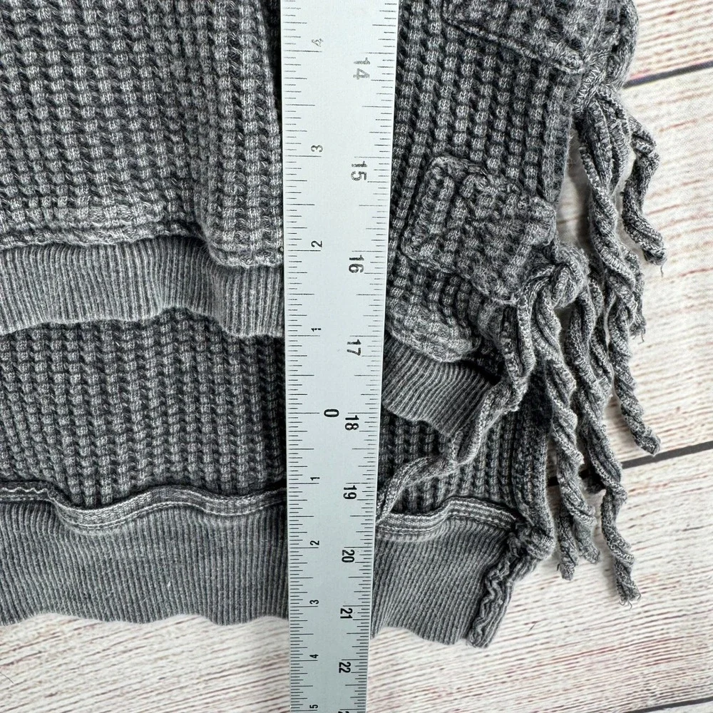 Free People FP One Thermal Top Women XS Gray Waffle Knit High Low Boho